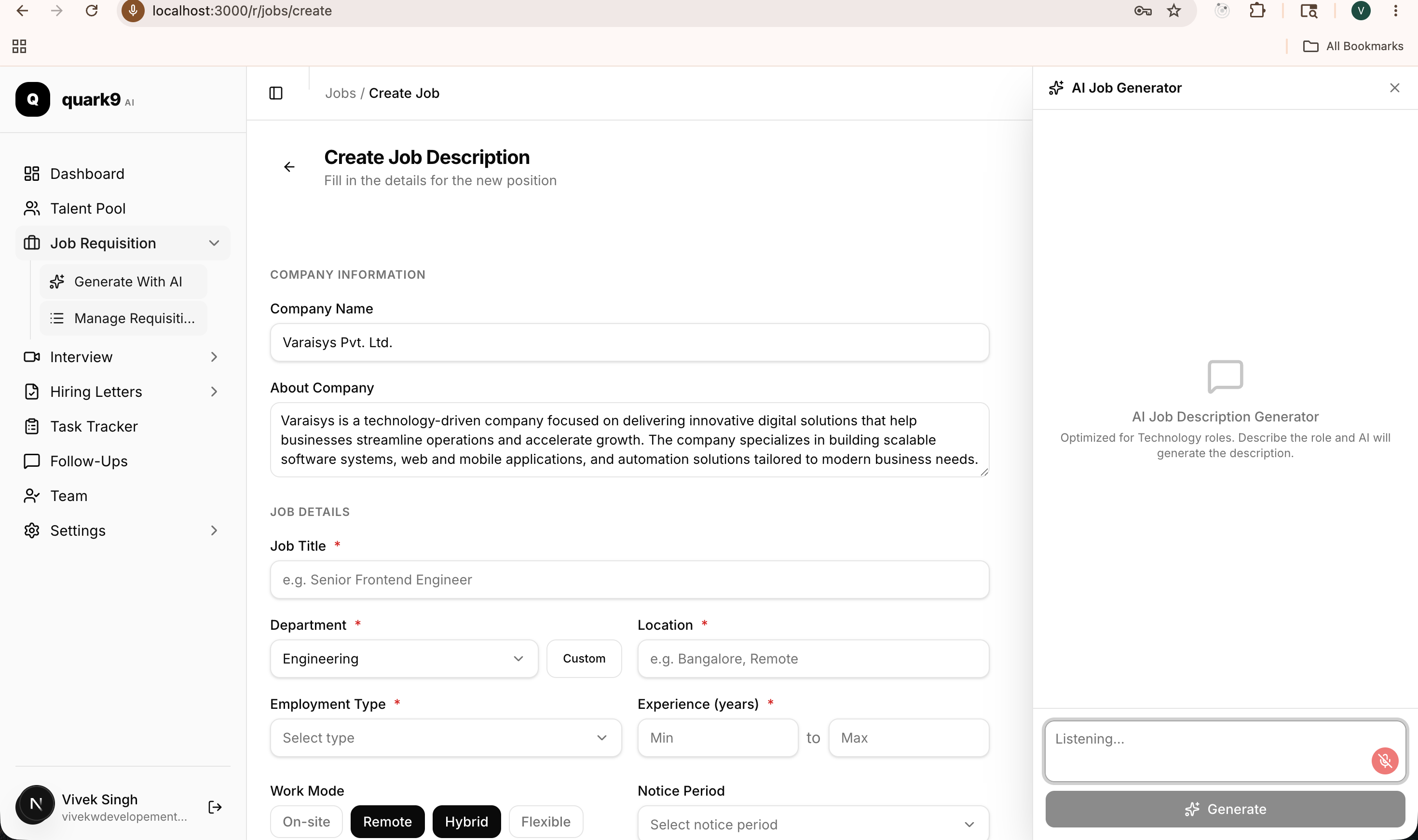 Create Job Description with AI Generator